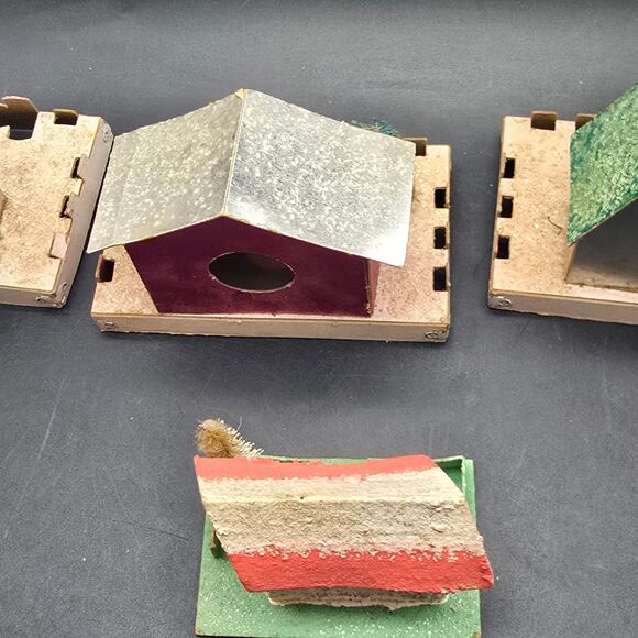 Vintage Paper Putz Houses Set of 4 Glitter Mica Christmas Village - Picture 7 of 11